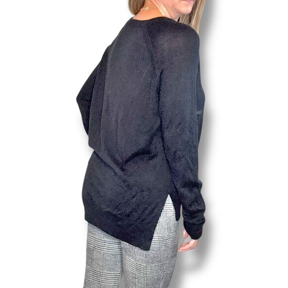 Lululemon Black Sweater Crewneck Long Length High Low Slit Side Hem Women’s S/M - Picture 11 of 12